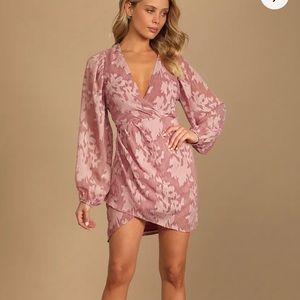 Meant to Shine Mauve Floral Jacquard Long Sleeve Mini Dress